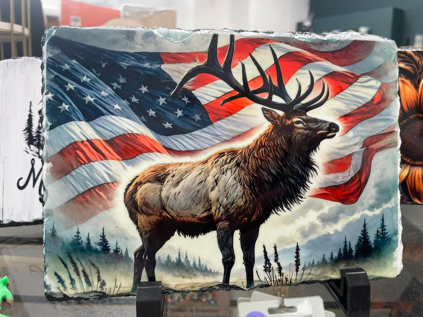 Elk American Flag