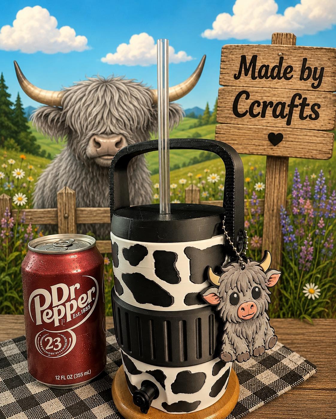 Cow Print Can Koozie