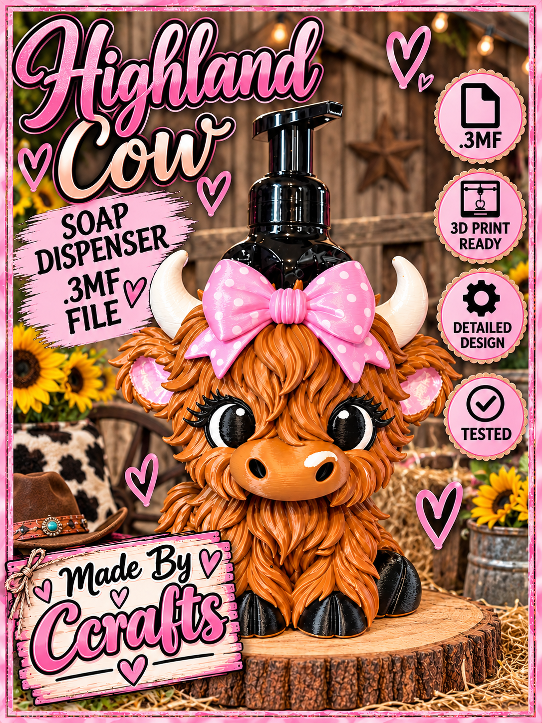 Highland Cow Soap Holder 3MF 3D print file