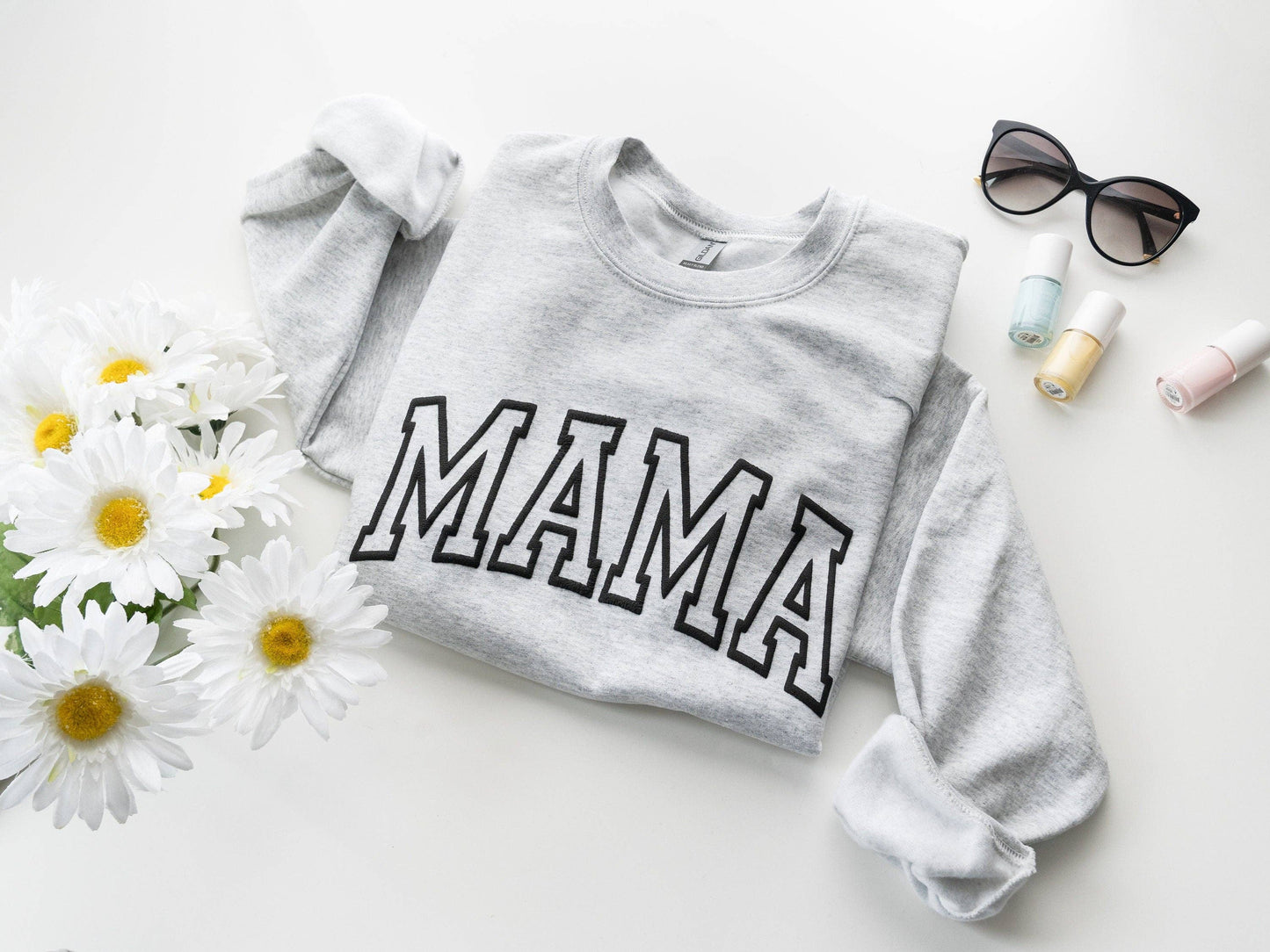Gray Embossed Mama Sweatshirt: Light Gray / Medium