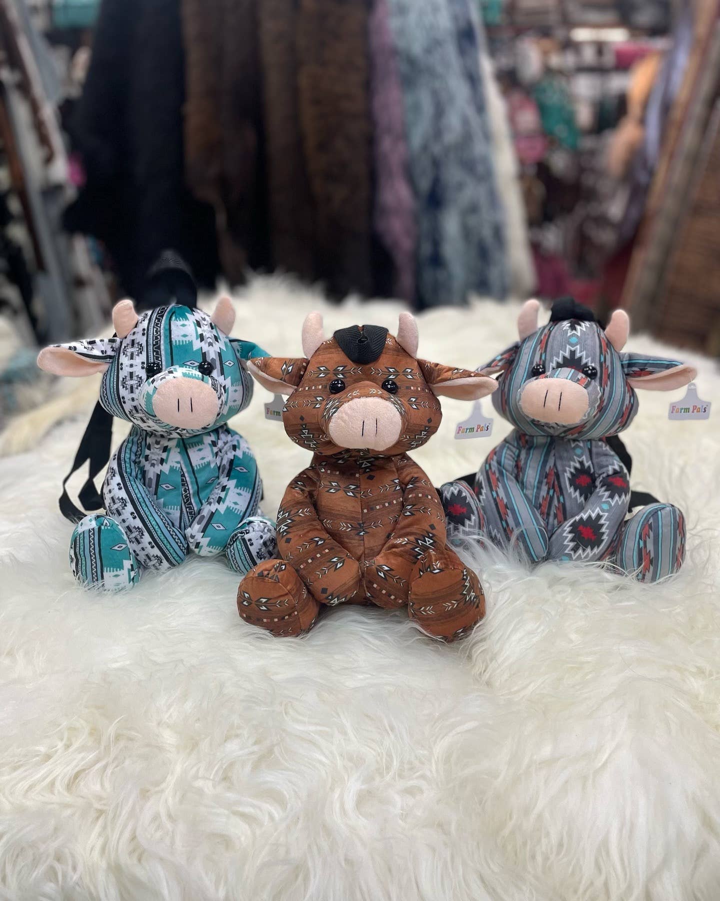 Cow Plush Backpack - Farm Pals : Conchos and cowprint