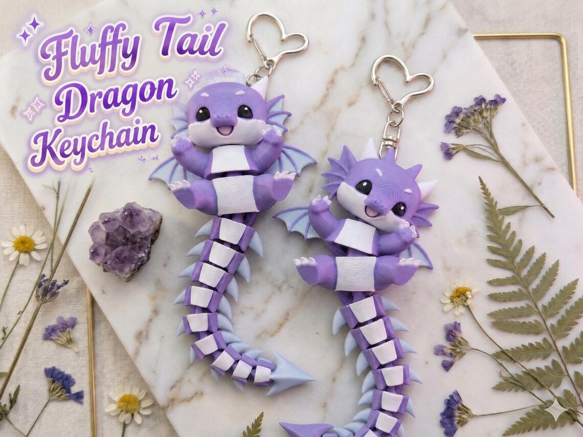 Fluffy Tail Dragon Keychain