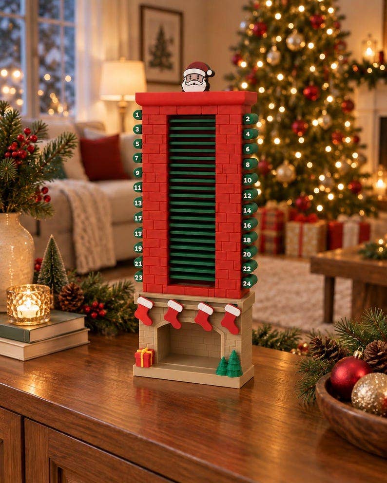 Santa Chimney Advent Calendar, 3D Printed Christmas Countdown