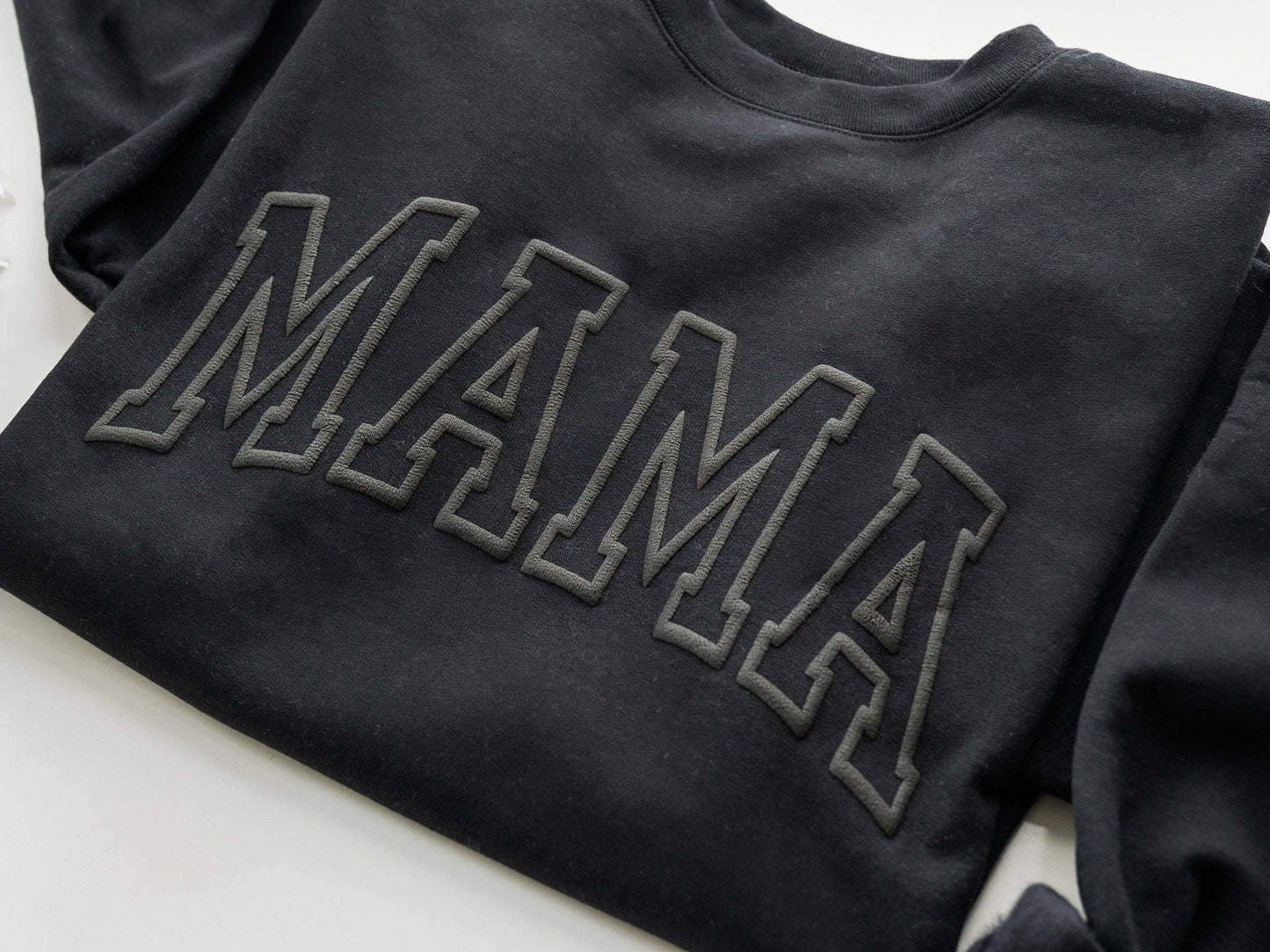 Black Embossed Mama Sweatshirt: Black / XL