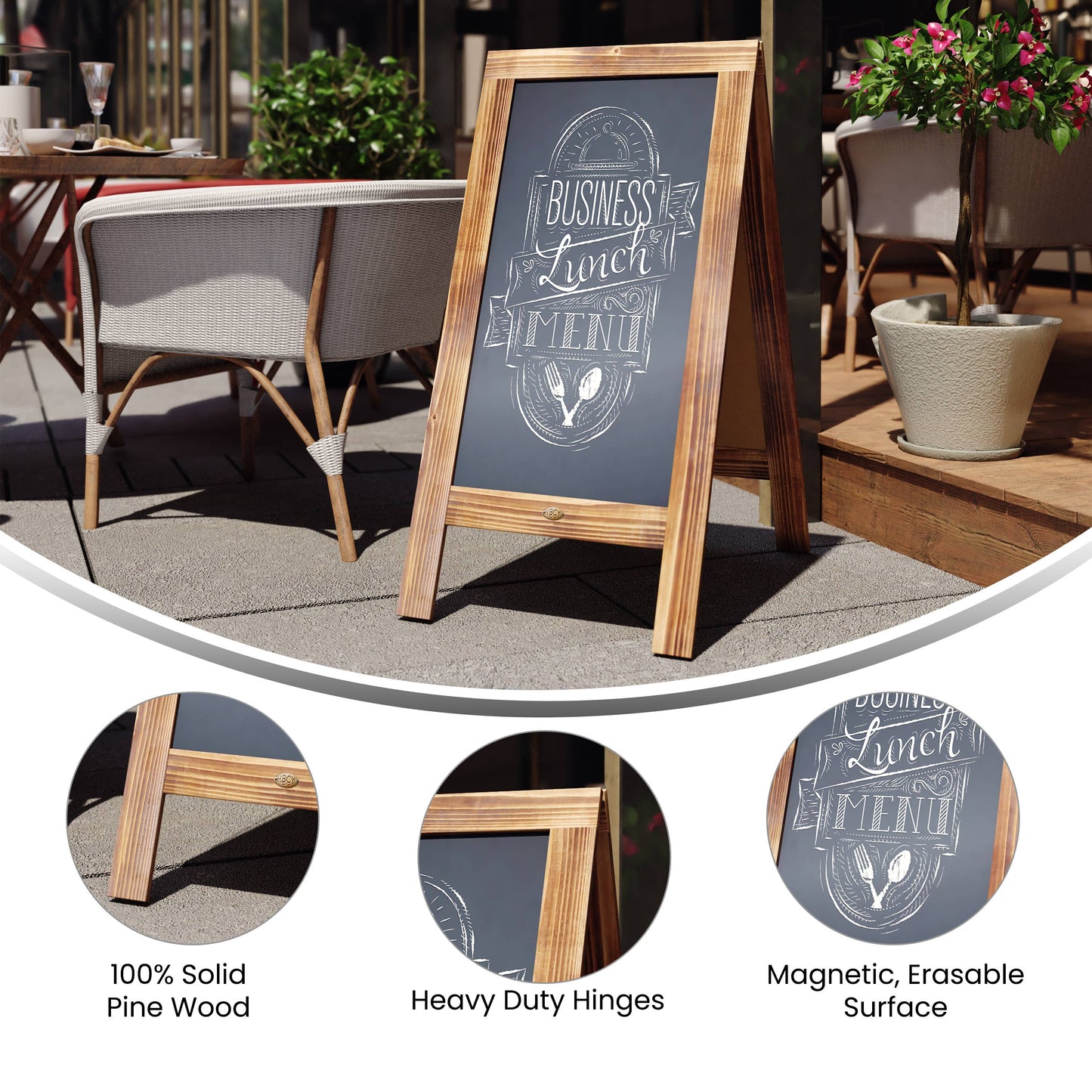 HBCY Rustic Brown Wooden A-Frame Magnetic Chalkboard: Rustic Brown