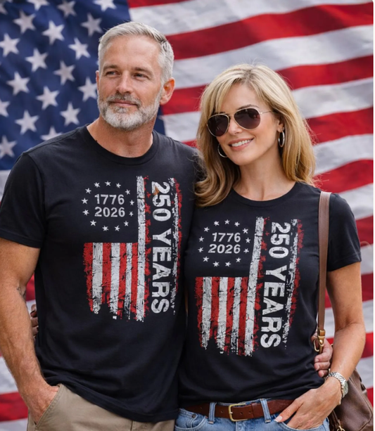 250 America Birthday, 1776-2026 American Flag T-Shirt, : Medium
