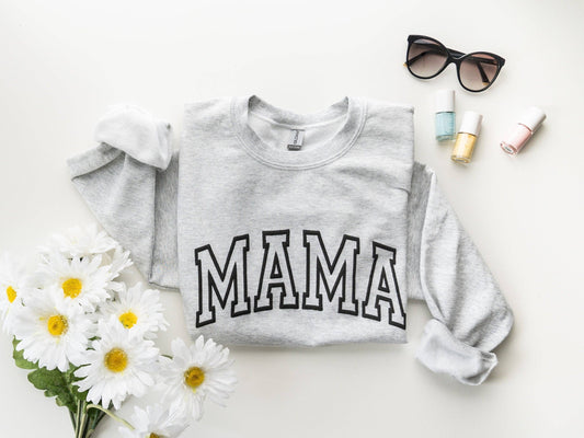 Gray Embossed Mama Sweatshirt: Light Gray / XL