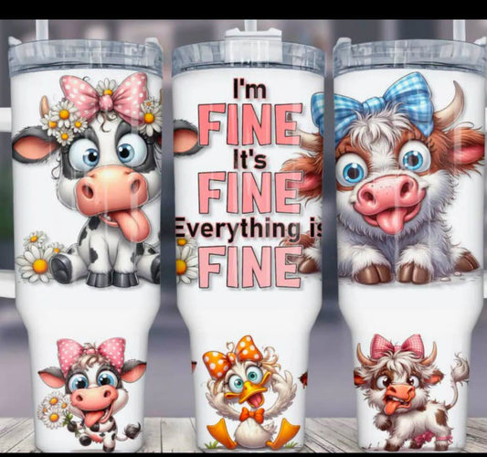 It's Fine Cartoon Highlands 40oz Tumbler with Handle