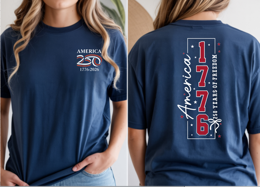 250 Years USA Shirt, America Birthday Shirt, USA Birthday: Navy / Medium