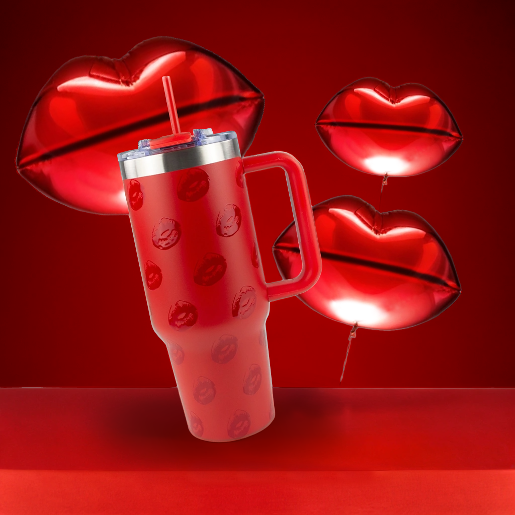 40oz POWDER COATED BIG SWIG TUMBLER - VALENTINE'S COLLECTION: Hearts