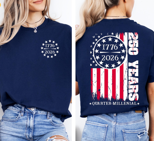 250 American Flag T-Shirt, We the People, America Birthday: Medium