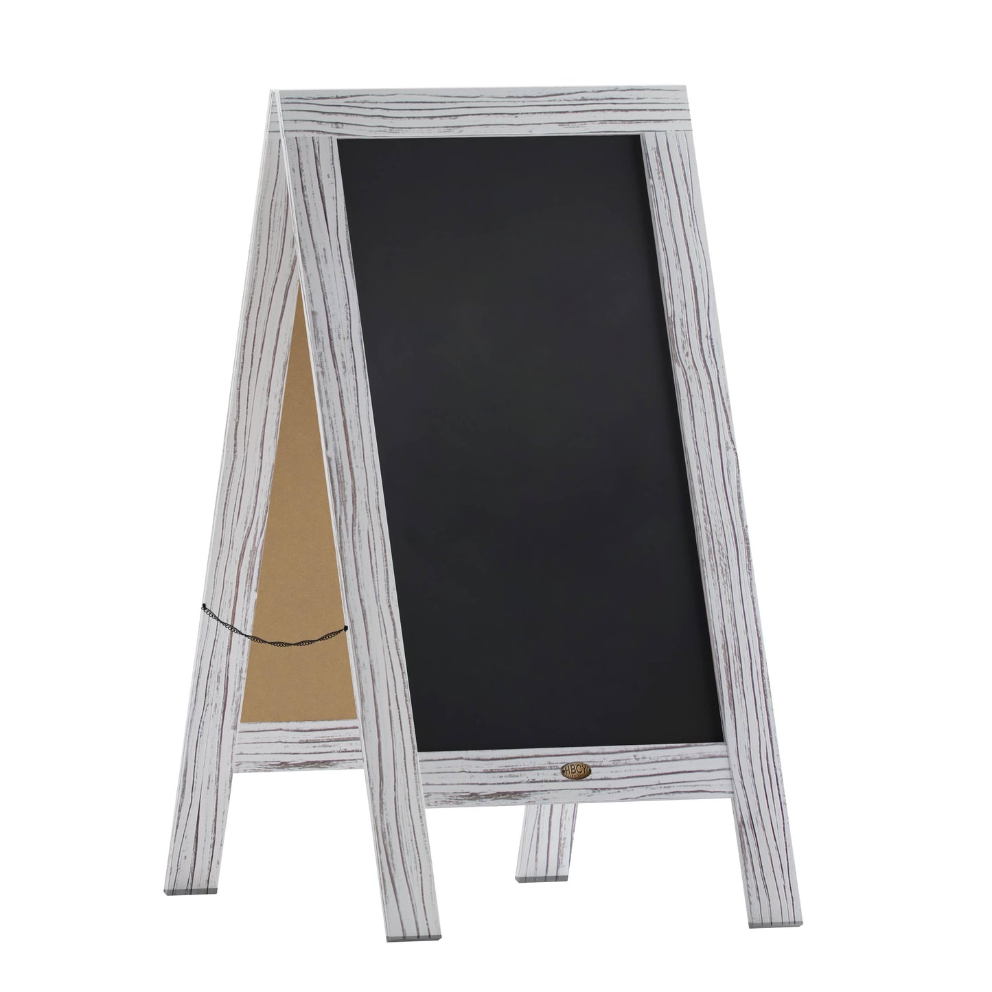 HBCY Whitewashed Wooden A-Frame Magnetic Chalkboard: White Wash