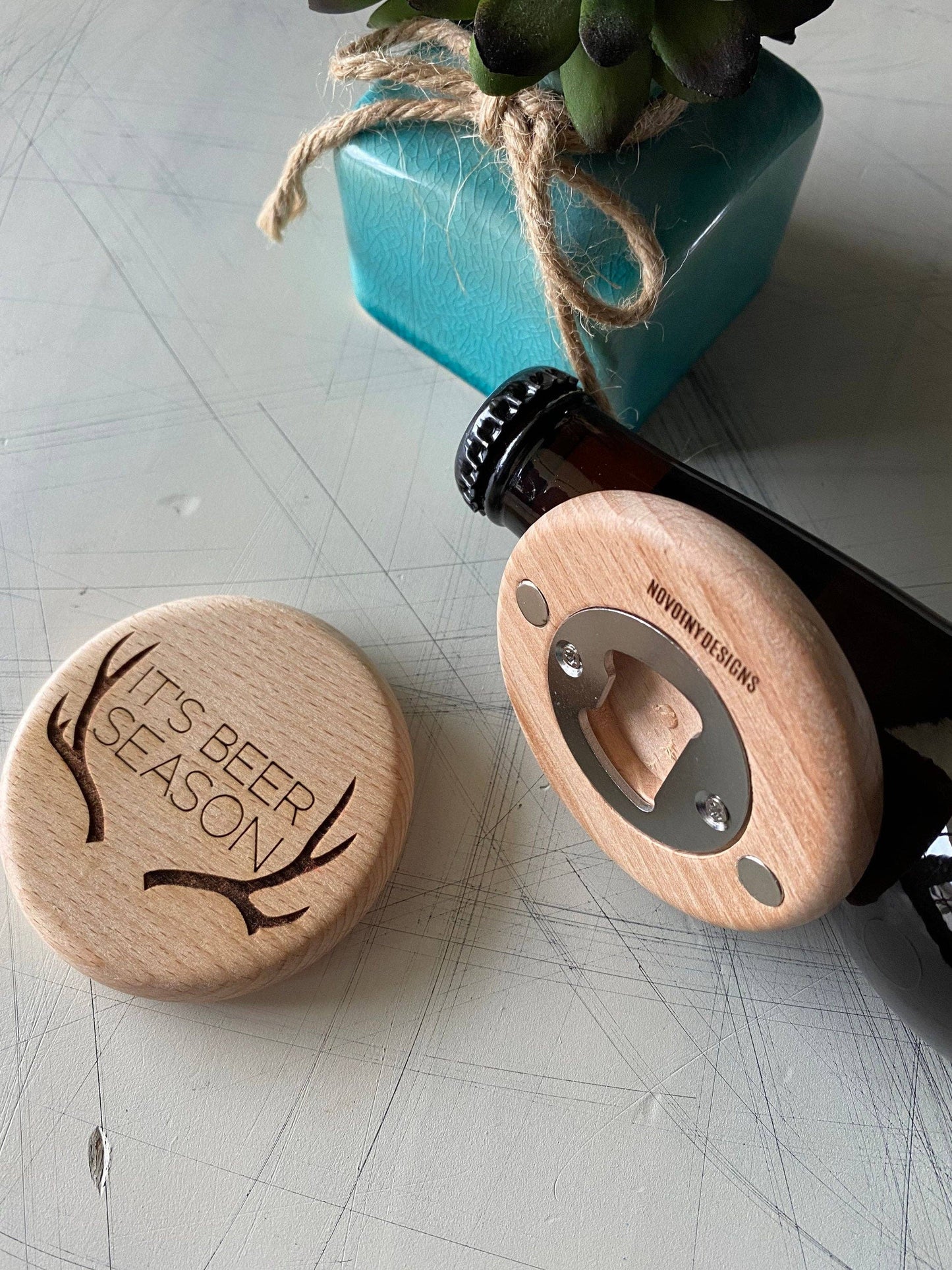 It’s Beer Season - magnetic wood bottle opener