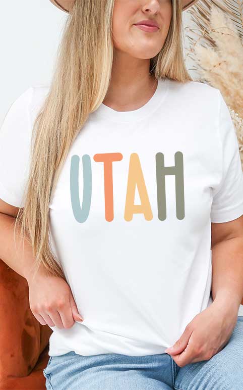 Colorful Utah State Tee: White / S