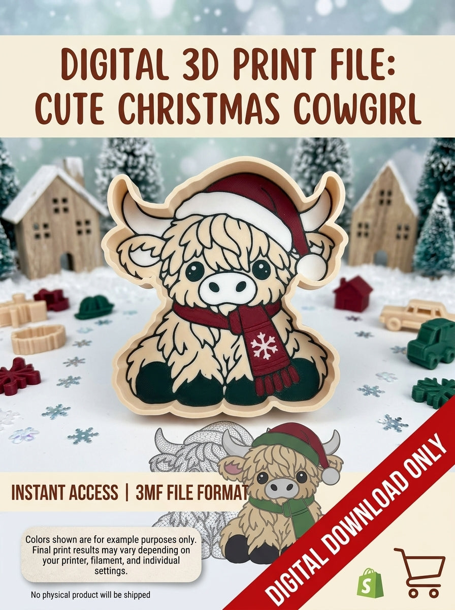 Christmas highland Cow trinket tray 3MF file