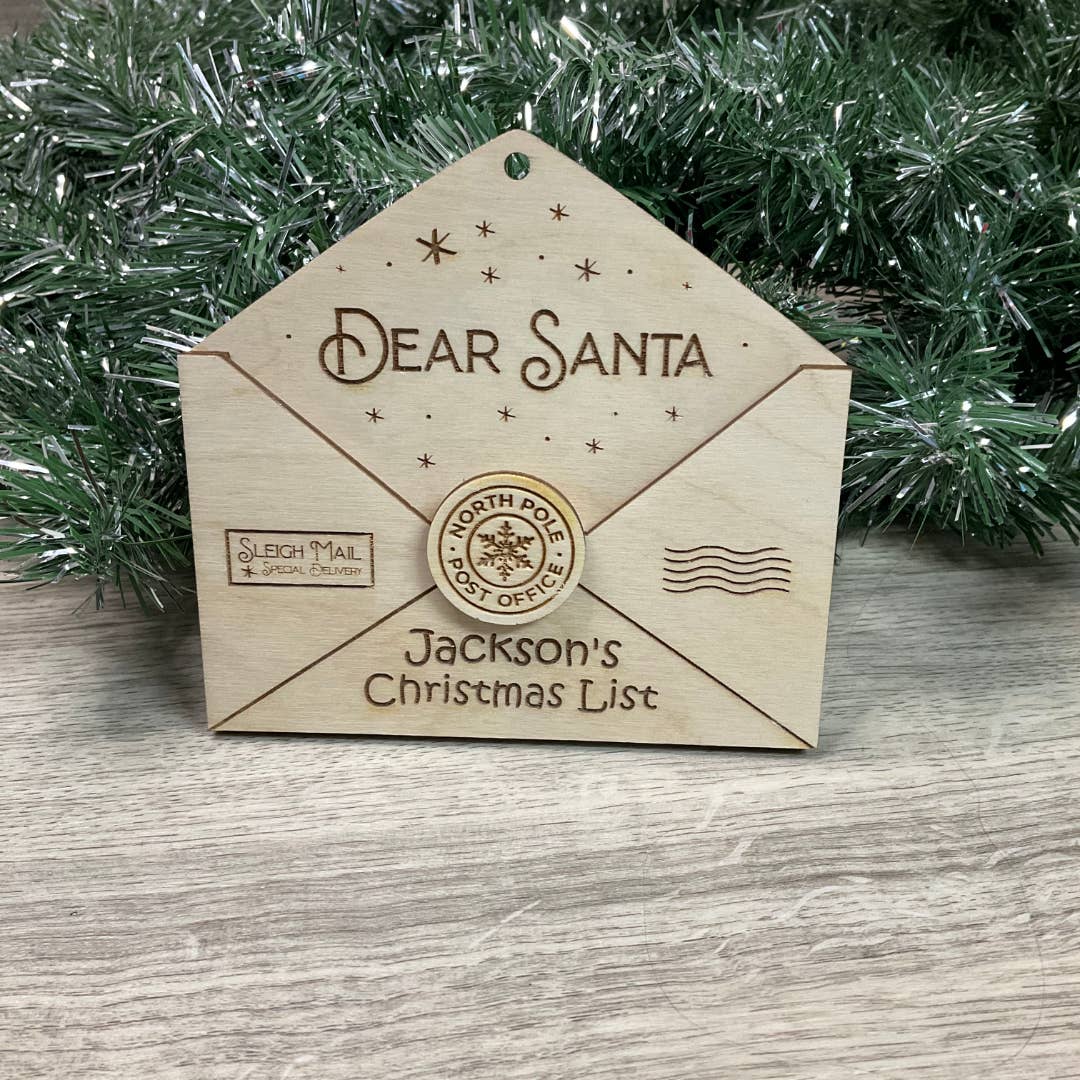 3D Santa Letter Ornament: Raw Wood