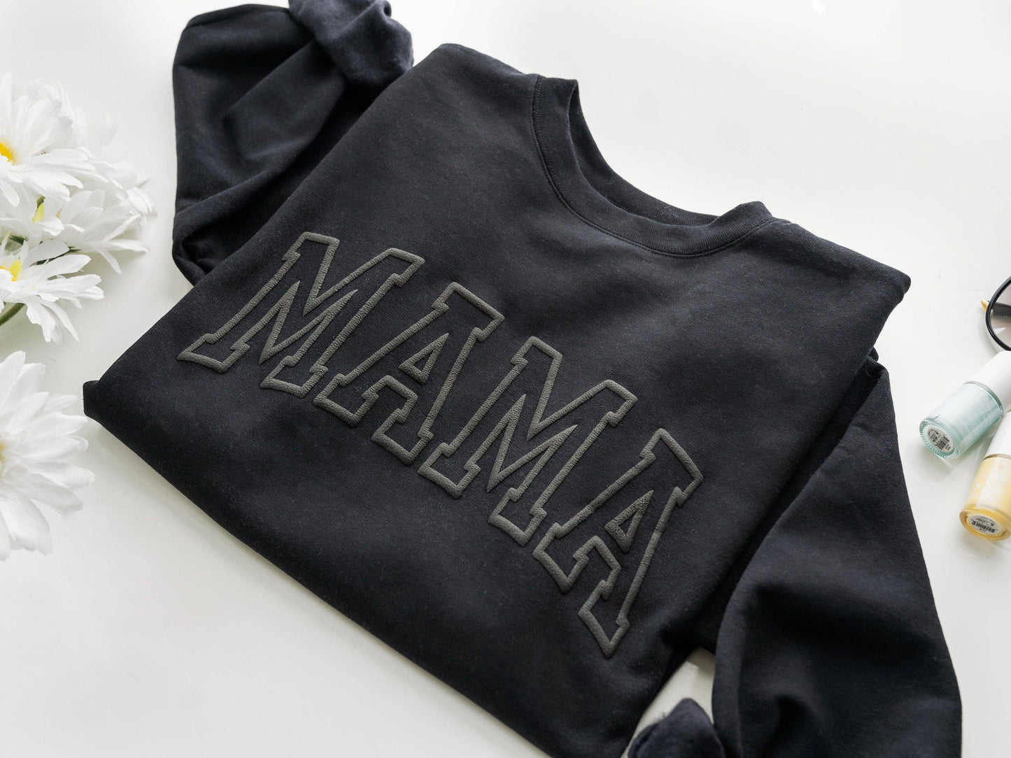 Black Embossed Mama Sweatshirt: Black / Large