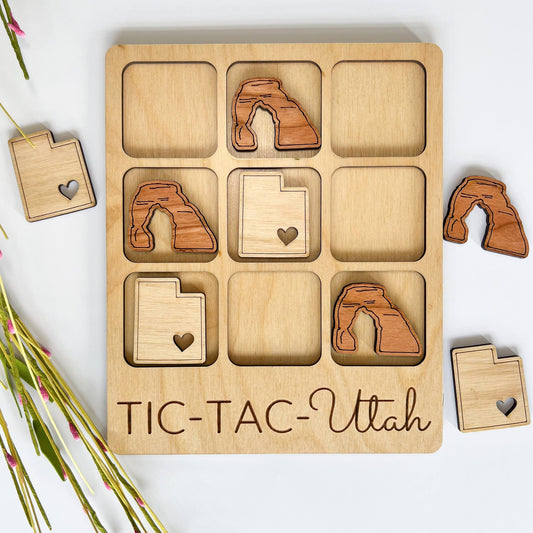 Utah State Gift - Tic-Tac-Toe UT Game - Customizable: State + Delicate Arch