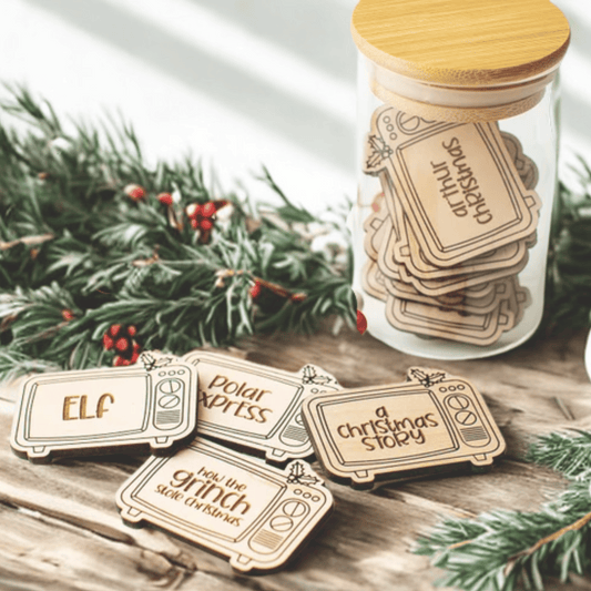 Christmas Movie Tokens in Jar Holiday Countdown GiftChristma: Ribbon