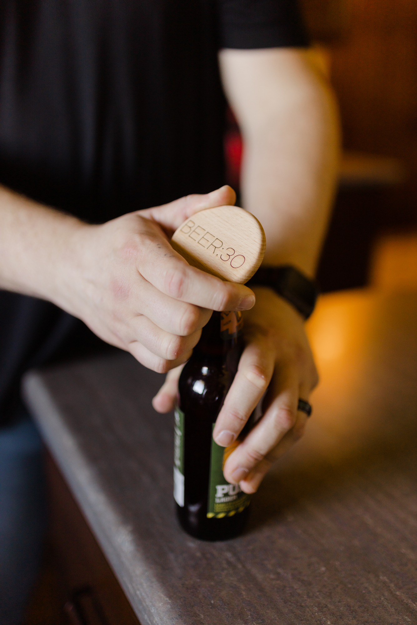 Beer Me - magnetic wood bottle opener