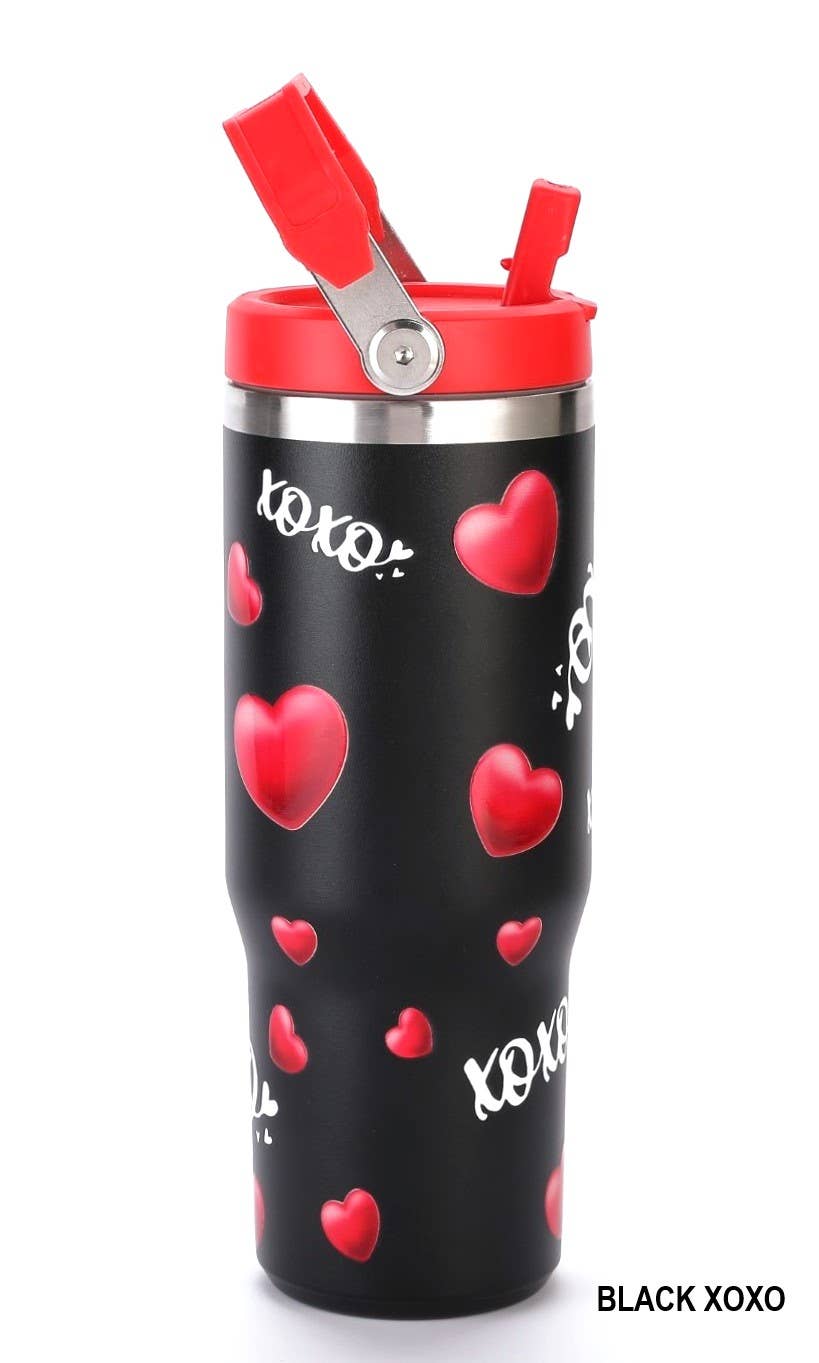 ..._ XOXO Heart tumbler 30 oz: BLACK XOXO-162952 / OS
