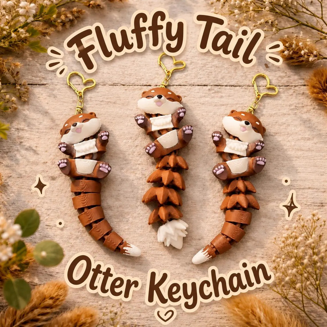 Fluffy Tail Otter Keychain