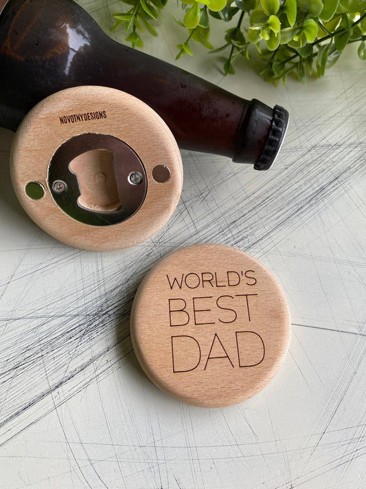 World’s Best Dad - magnetic wood bottle opener