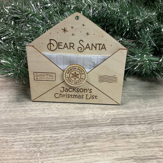 3D Santa Letter Ornament: Raw Wood