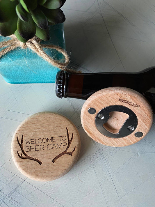 Welcome to Beer Camp - magnetic wood bottle opener