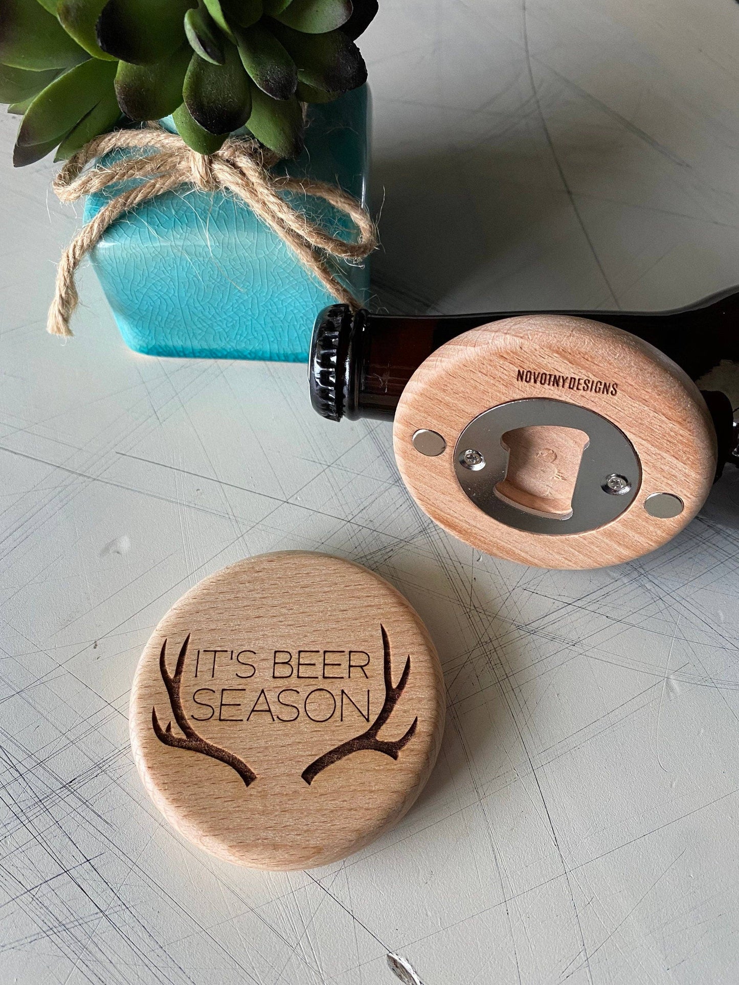 It’s Beer Season - magnetic wood bottle opener