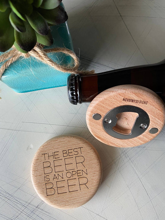 The best beer is an open beer - magnetic wood bottle opener